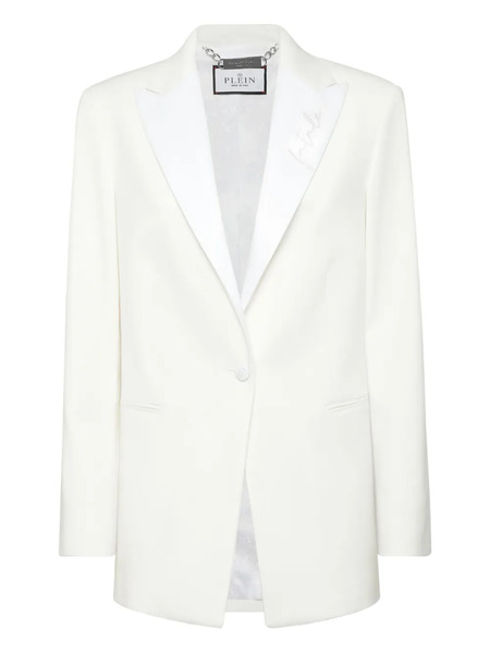  Philipp Plein Satin-lapels Embroidered Blazer - White 