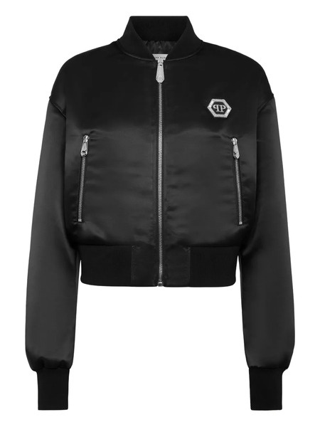  Philipp Plein Satin Logo-plaque Bomber Jacket - Black 