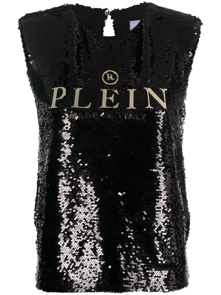  Philipp Plein Sequin-embellished Sleeveless Blouse - Black 