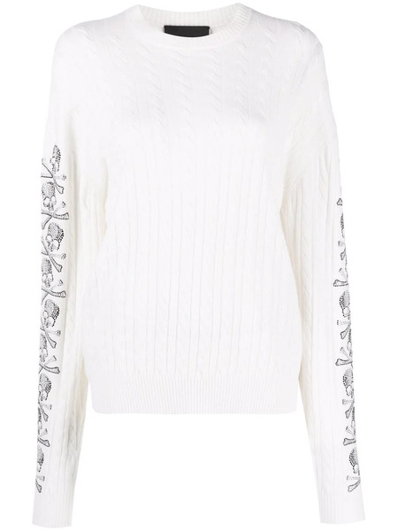 Philipp Plein Sequin Skull Pullover Jumper - Neutrals 
