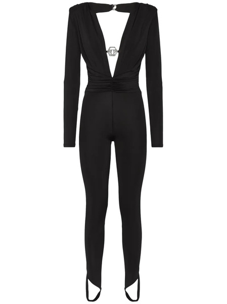  Philipp Plein Shoulder Padded Bodycon-design Jumpsuit - Black 
