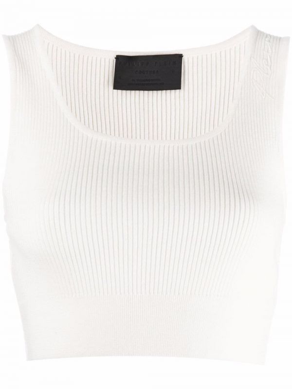 Philipp Plein Signature Wool Cropped Top - Neutrals 