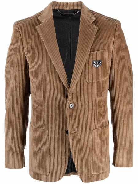  Philipp Plein Single-breasted Corduroy Blazer - Neutrals 