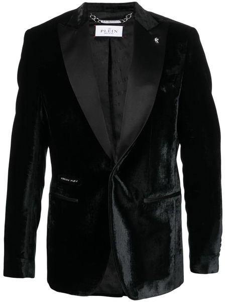  Philipp Plein Single-breasted Velvet Blazer - Black 