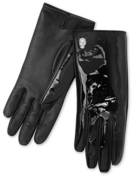  Philipp Plein Skull-appliqué Leather Gloves - Black 
