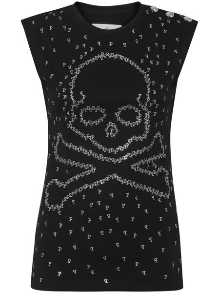  Philipp Plein Skull & Bones Tank Top - Black 