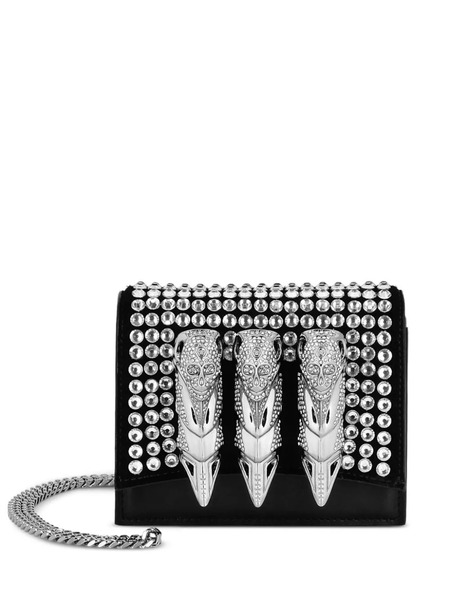  Philipp Plein Skull Knuckle Rings Flap Shoulder Bag - Black 