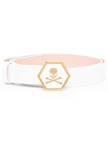  Philipp Plein Skull-motif Leather Belt - White 