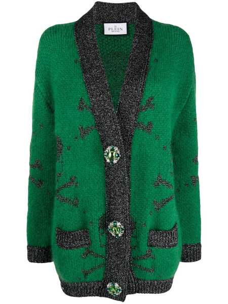  Philipp Plein Skull-print Mohair-blend Cardigan - Green 