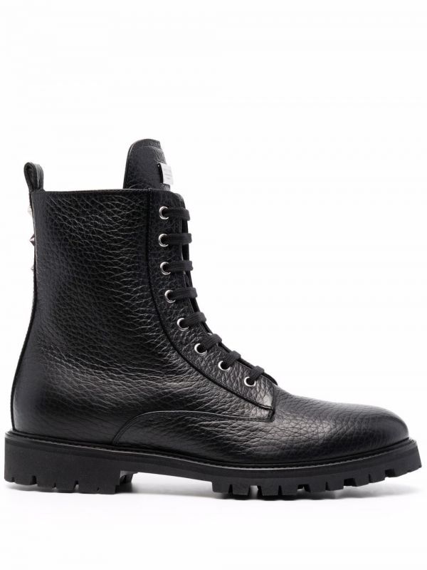  Philipp Plein Star-studded Leather Boots - Black 