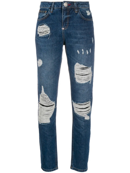  Philipp Plein Statement Mid-rise Slim Jeans - Blue 