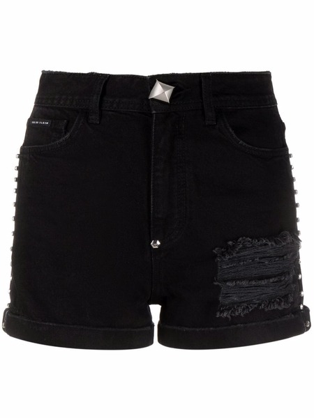  Philipp Plein Stones Denim Hot Pants - Black 