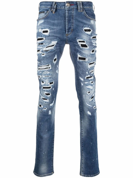  Philipp Plein Straight-leg Distressed Jeans - Blue 