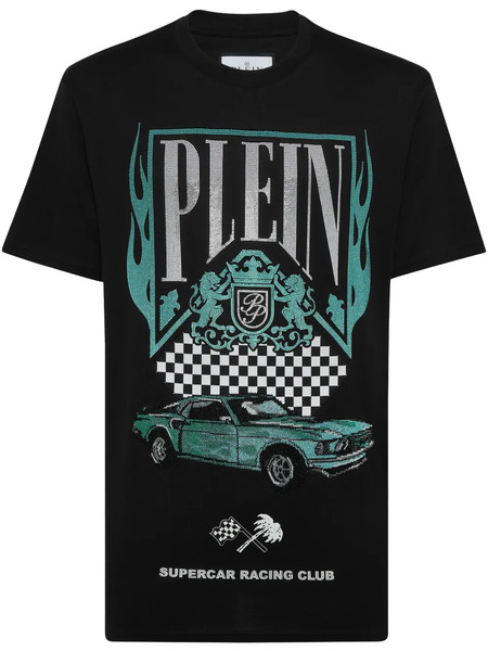  Philipp Plein Strass Flame Racing T-shirt - Black 