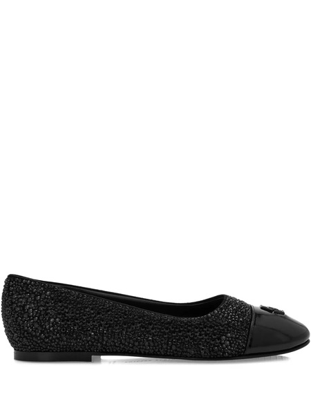  Philipp Plein Strass Logo Ballerina Flats - Black 