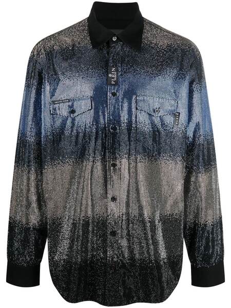  Philipp Plein Striped Sequin Shirt - Black 