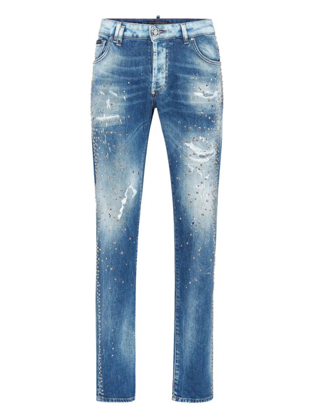  Philipp Plein Studded Distressed Jeans - Blue 