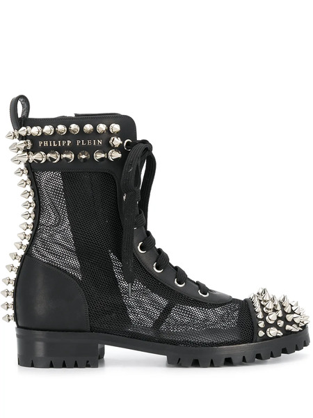  Philipp Plein Studded 35mm Lace-up Boots - Black 
