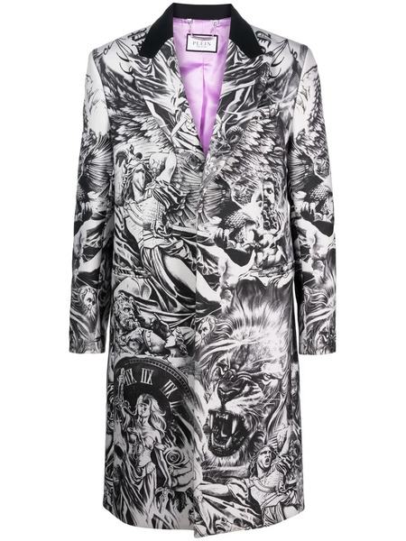  Philipp Plein Tattoo-print Wool Coat - Grey 