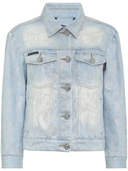  Philipp Plein Teddy Bear-appliqué Denim Jacket - Blue 
