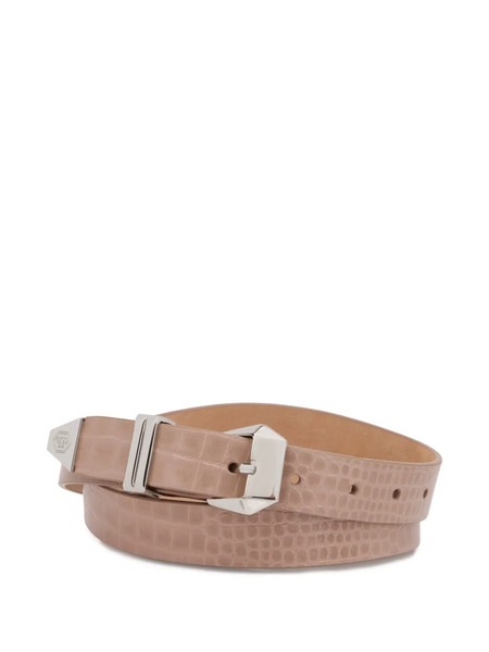  Philipp Plein Textured Leather Belt - Neutrals 