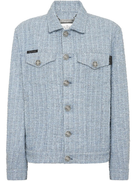  Philipp Plein Tweed Cropped Jacket - Blue 