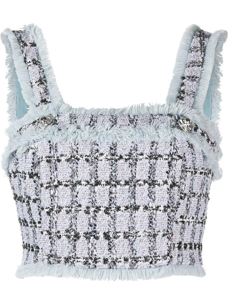  Philipp Plein Tweed Cropped Top - Blue 