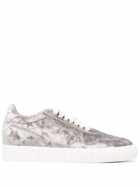  Philipp Plein Velvet Hurricane Sneakers - Grey 