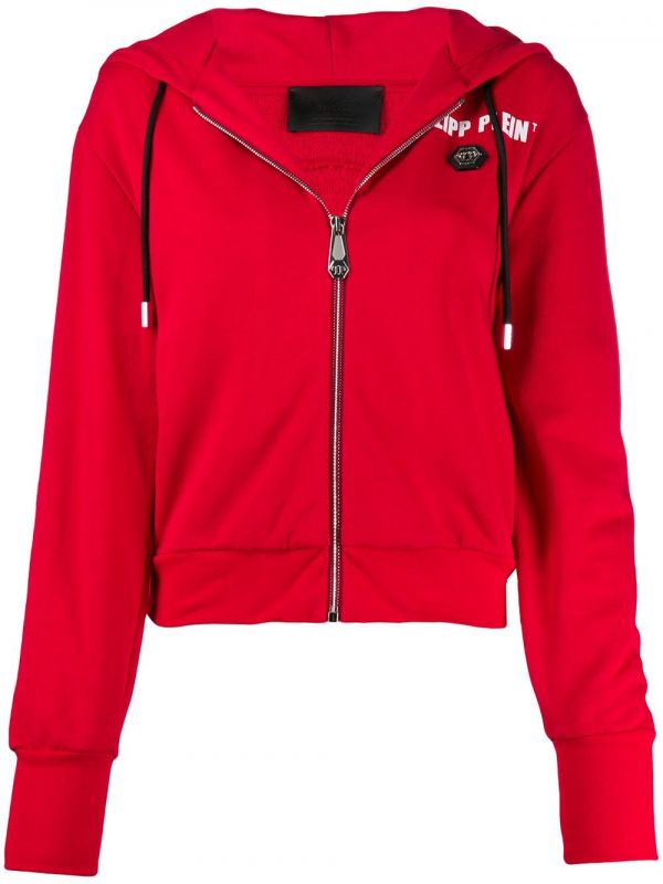  Philipp Plein Zip-up Logo Print Hoodie - Red 
