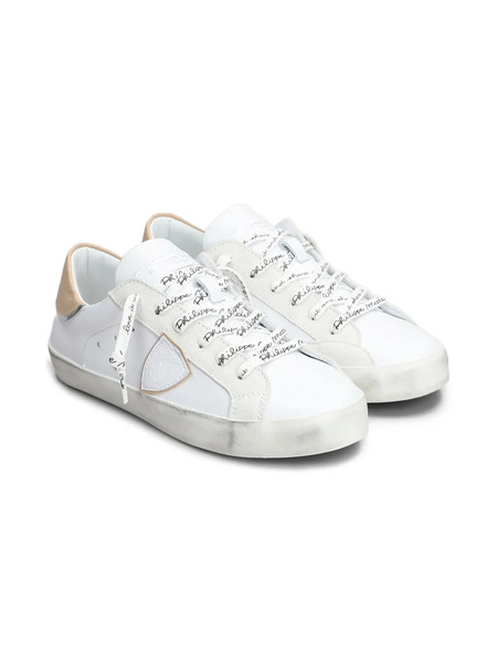  Philippe Model Kids Distressed Leather Sneakers - White 