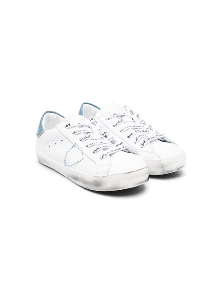  Philippe Model Kids Lace-up Leather Sneakers - White 