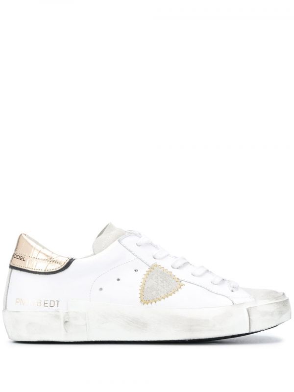  Philippe Model Paris Contrasting Croc-effect Sneakers - White 