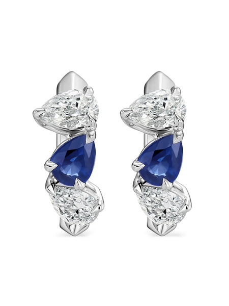  Phillips House Platinum Diamond And Sapphire Huggie Earrings - Silver 