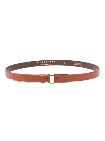  Philosophy Di Lorenzo Serafini Engraved-logo Leather Belt - Brown 