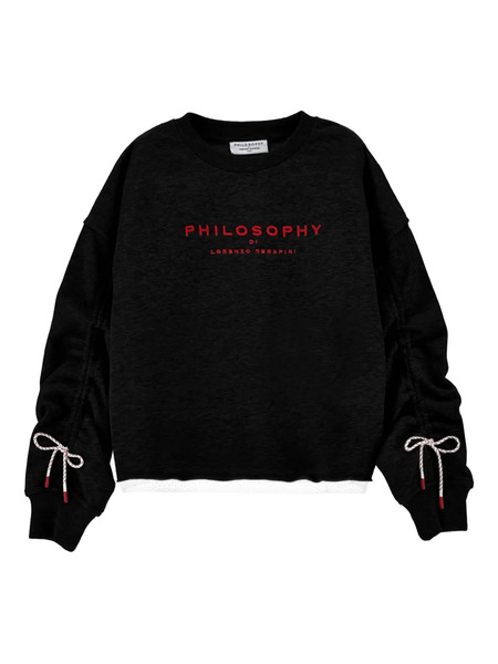  Philosophy Di Lorenzo Serafini Kids Drawstring-sleeve Sweatshirt - Black 