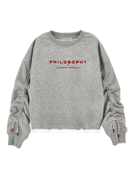  Philosophy Di Lorenzo Serafini Kids Drawstring-sleeves Sweatshirt - Grey 