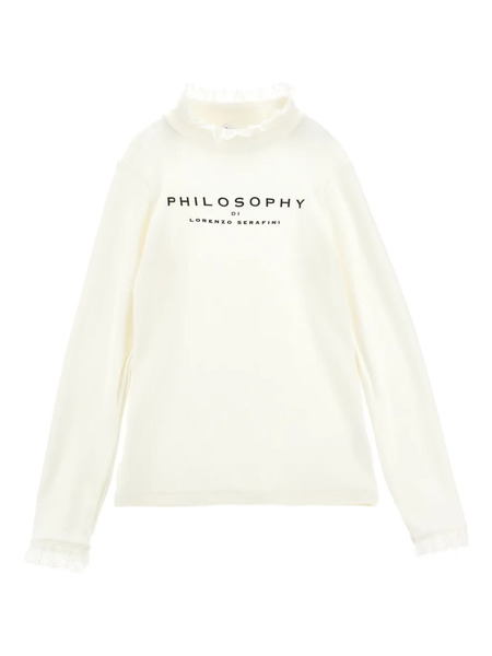  Philosophy Di Lorenzo Serafini Kids Lace-trimmed Ribbed T-shirt - White 