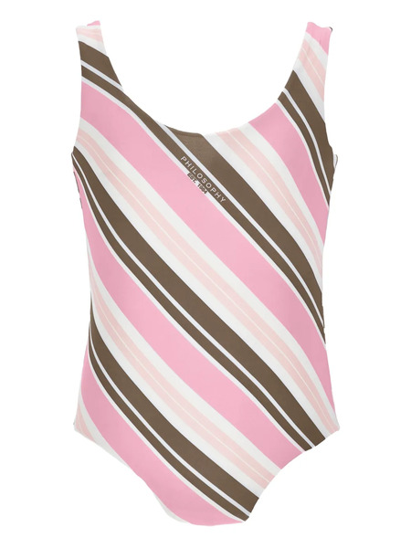  Philosophy Di Lorenzo Serafini Kids Striped-pattern Swimsuit - Pink 