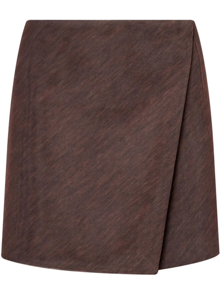  Philosophy Di Lorenzo Serafini Mélange-effect Wrap Mini Skirt - Brown 