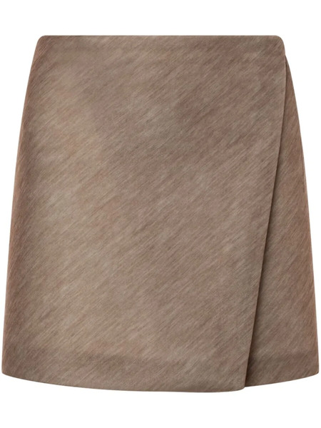  Philosophy Di Lorenzo Serafini Mélange-effect Wrap Mini Skirt - Brown 