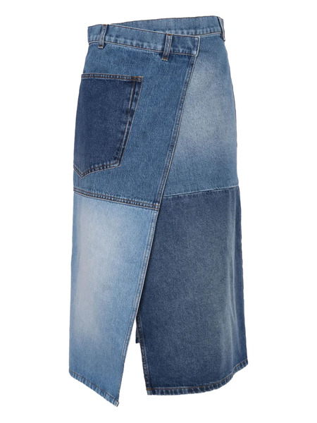  Philosophy Di Lorenzo Serafini Patch-panels Denim Midi Skirt - Blue 