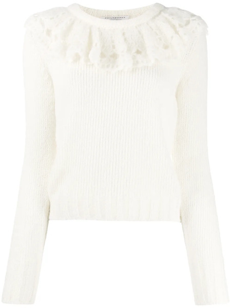  Philosophy Di Lorenzo Serafini Ruffled Collar Jumper - Neutrals 