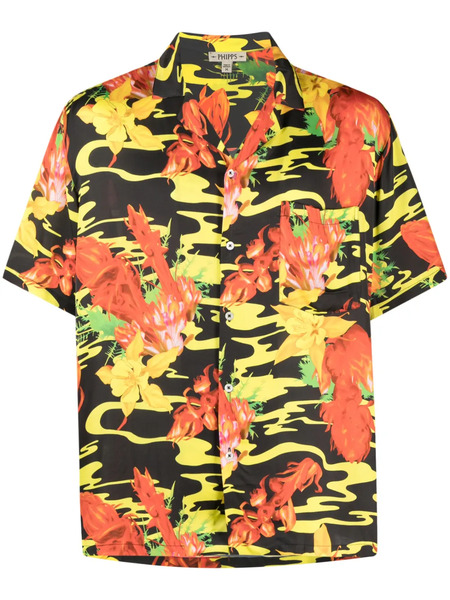  Phipps Floral-print Bowling Shirt - Black 