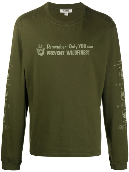  Phipps Slogan Print Sweatshirt - Green 