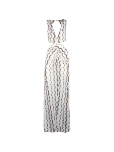  Pho Firenze Cutout Zigzag V-neck Dress - White 