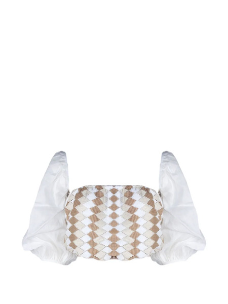  Pho Firenze Geometric Bustier Top - White 