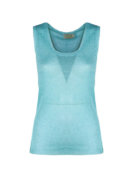  Pho Firenze Sleeveless Round-neck Top - Blue 