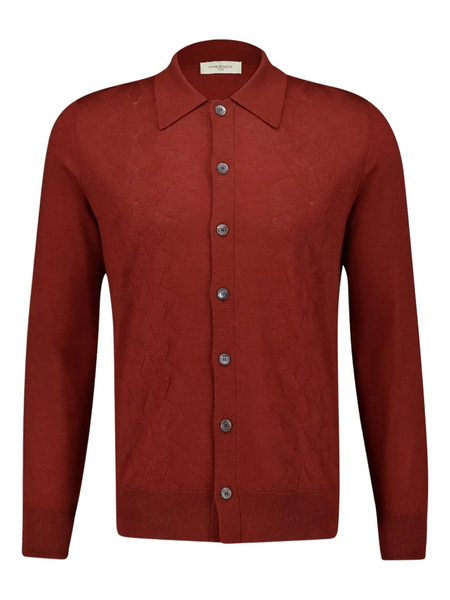  Piacenza Cashmere Button-up Diamond-pattern Shirt - Red 