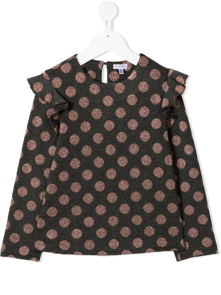  Piccola Ludo Polka Dot Print Blouse - Grey 