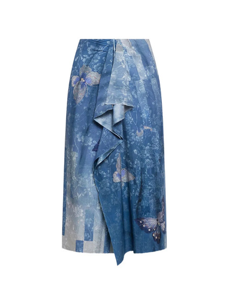  Pierre-louis Mascia Adanastr Ruffled Midi Skirt - Blue 